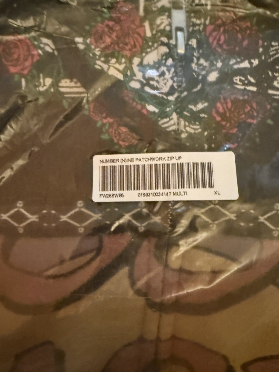FW25 Supreme Number Nine Patchwork Zip Up Hoodie Size XL Brand New
