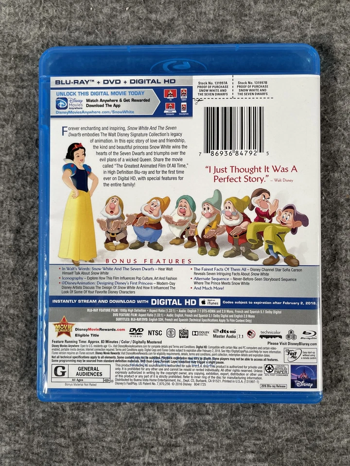 Snow White and the Seven Dwarfs Blu-ray + DVD Walt Disney Signature Collection - Image 4 of 4