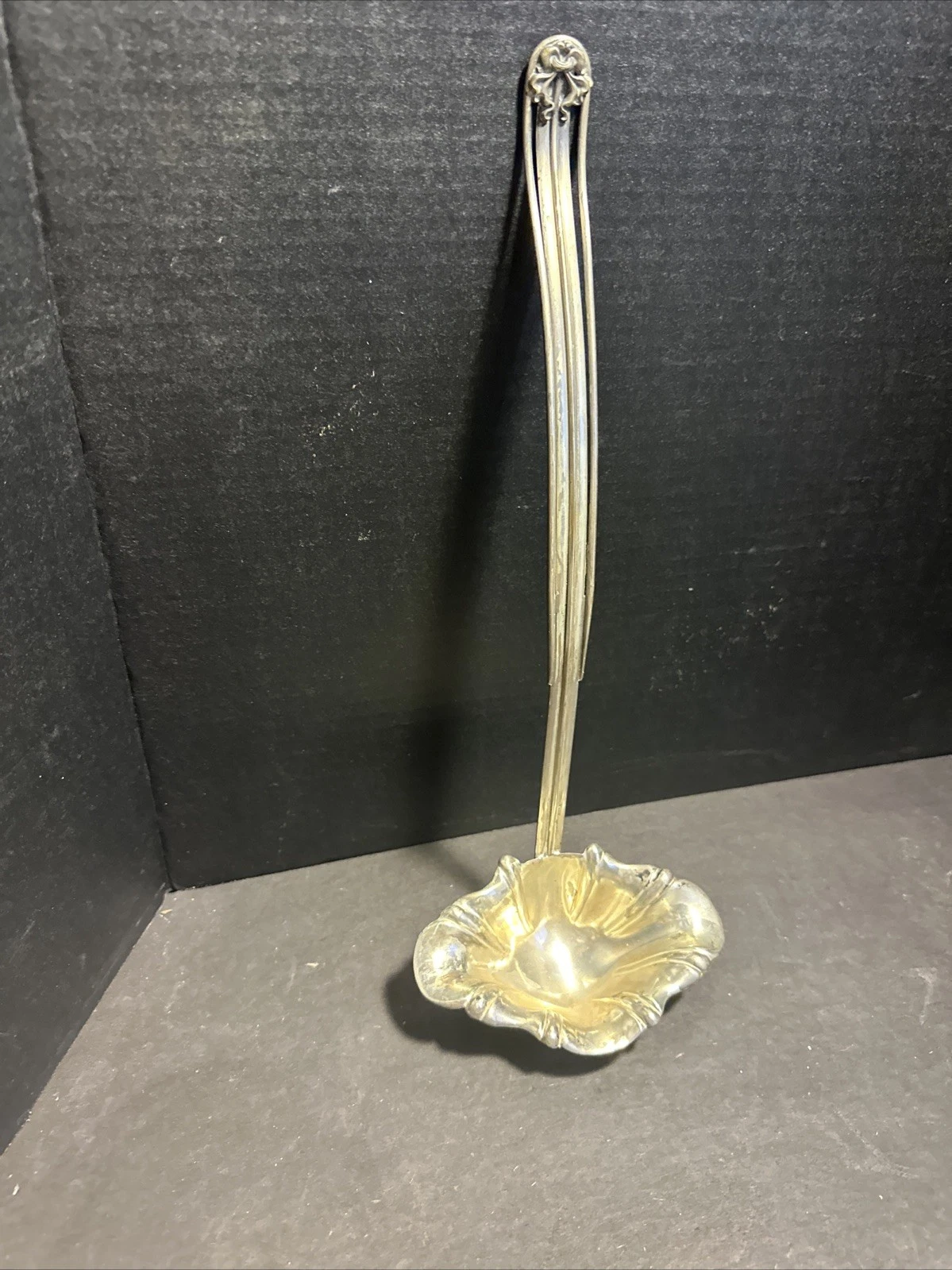 Vintage Silver Plated Punch Ladle Ornate Floral Handle Large Serving Ladle #R91