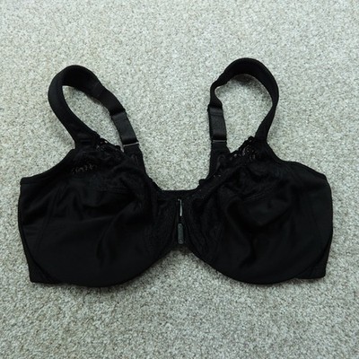 Glamorise Bra Womens 40D Black Underwired Front Close Wonderwire 1245