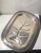 Vtge Sheffield Silverplate Meat Carving Tray Sheets Rockford 1875 Tree of Life
