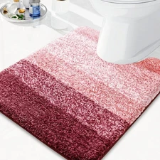 Arotive Microfiber Contour Toilet Rugs U-Shaped, Shaggy Soft Absorbent Bathroom