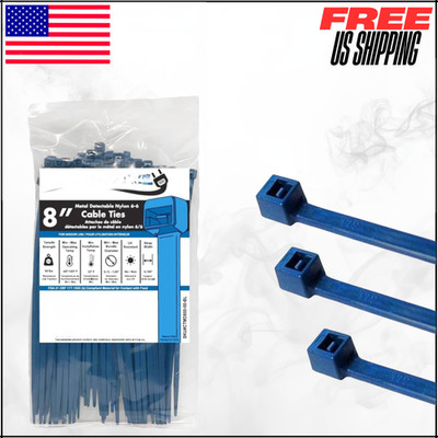 Metal Detectable Blue Iron Infused SelfLocking Industrial Cable Zip Tie 50LBS 8''