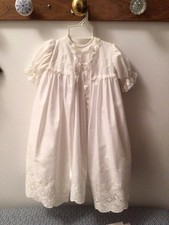 Vintage 3 Pc Eyelet Newborn Christening Baptism Wedding Gown Coat Slip Madonna
