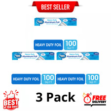 Great Value Heavy Duty Aluminum Foil, 100 sq ft, 3 Pack