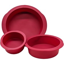 Silikon Backform Set, 3er Rundform, Antihaft, 10+15+20cm, Backofen geeignet