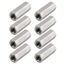 Pack of 8 M6 X 1.0-Pitch 25mm Length Hex Width 10mm Metric Hex Coupling Nut 3...