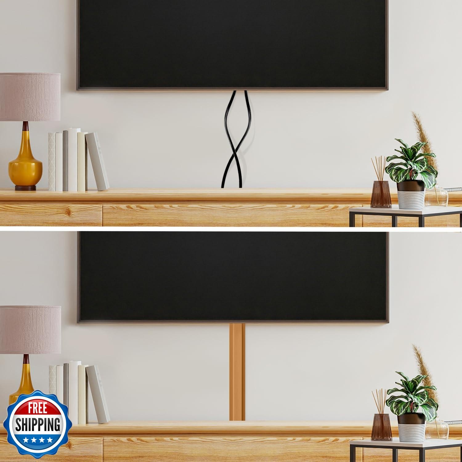 Rubber Bond 8ft Brown Cord Hider - Self-Adhesive Cable Cover, Low-Profile