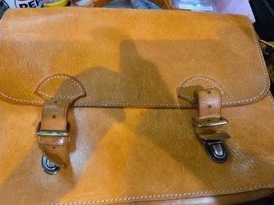 Bree Briefcase Shoulder Bag Strap Tanned leather Brown Authentic Used From Japan