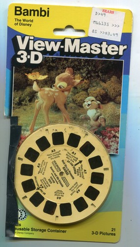 3D View Master Bambi Disney 21 3D Pictures on 3 Reels Set in Original Package