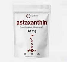 NEW Astaxanthin 12mg from Natural Microalgae For Skin Glow  Antioxidant Support