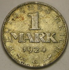 GERMANY (Weimar Republic) 1 Mark 1924 G - Silver 0.5 - XF - 271 *