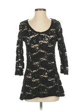 Ruby Ribbon Women Black 3/4 Sleeve Top S