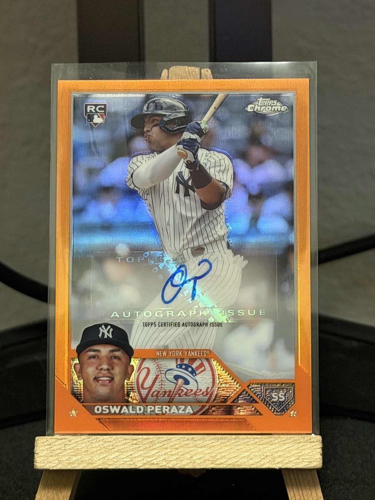 2023 Topps Chrome Update OSWALD PERAZA /25 Rookie Orange Refractor Auto RC