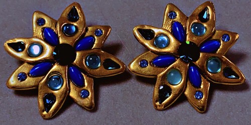 Boucles D'oreilles Vintage MICRIS Paris - Pierre, Style Couture Française - Neuf Sans Emballage