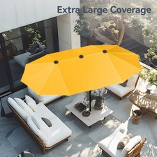 13FT Patio Twin Umbrella Double-sided Market Umbrella Outdoor Sun Shade Parasol