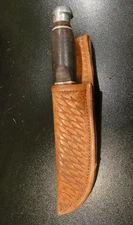 Vtg GC & Co Gutmann Cutlery Knife #383 Japan Fixed Blade Leather  Handle