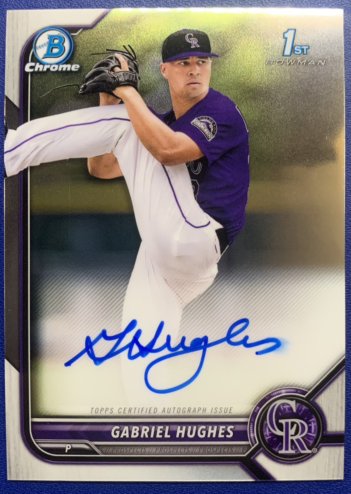 2022 Bowman Draft Gabriel Hughes CHROME 1st AUTO Card #CDA-GH Rockies