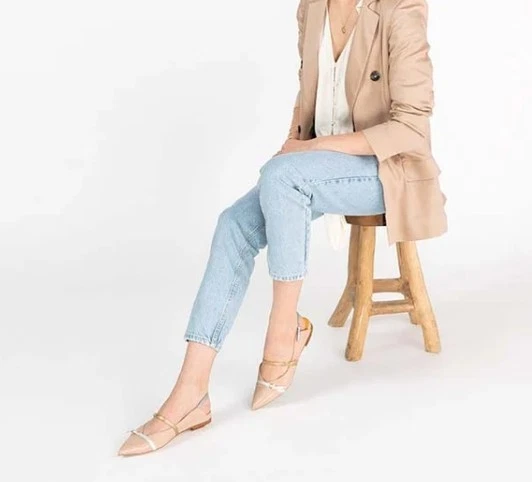 Anyi Lu by Mara Bini 'Verona' 腮红/裸体皮革平底鞋 – 39.5 (美国 9) $425 意大利 — 第 3/4 张图片