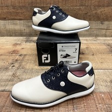 Footjoy Traditions 97922 Women s Ivory/Navy Leather Golf Shoes Size 7 M NIB