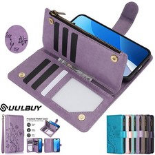 Zip Wallet Case For iPhone 17 16E 15 14 13 12 11 Pro Max XR 8 Leather Flip Cover