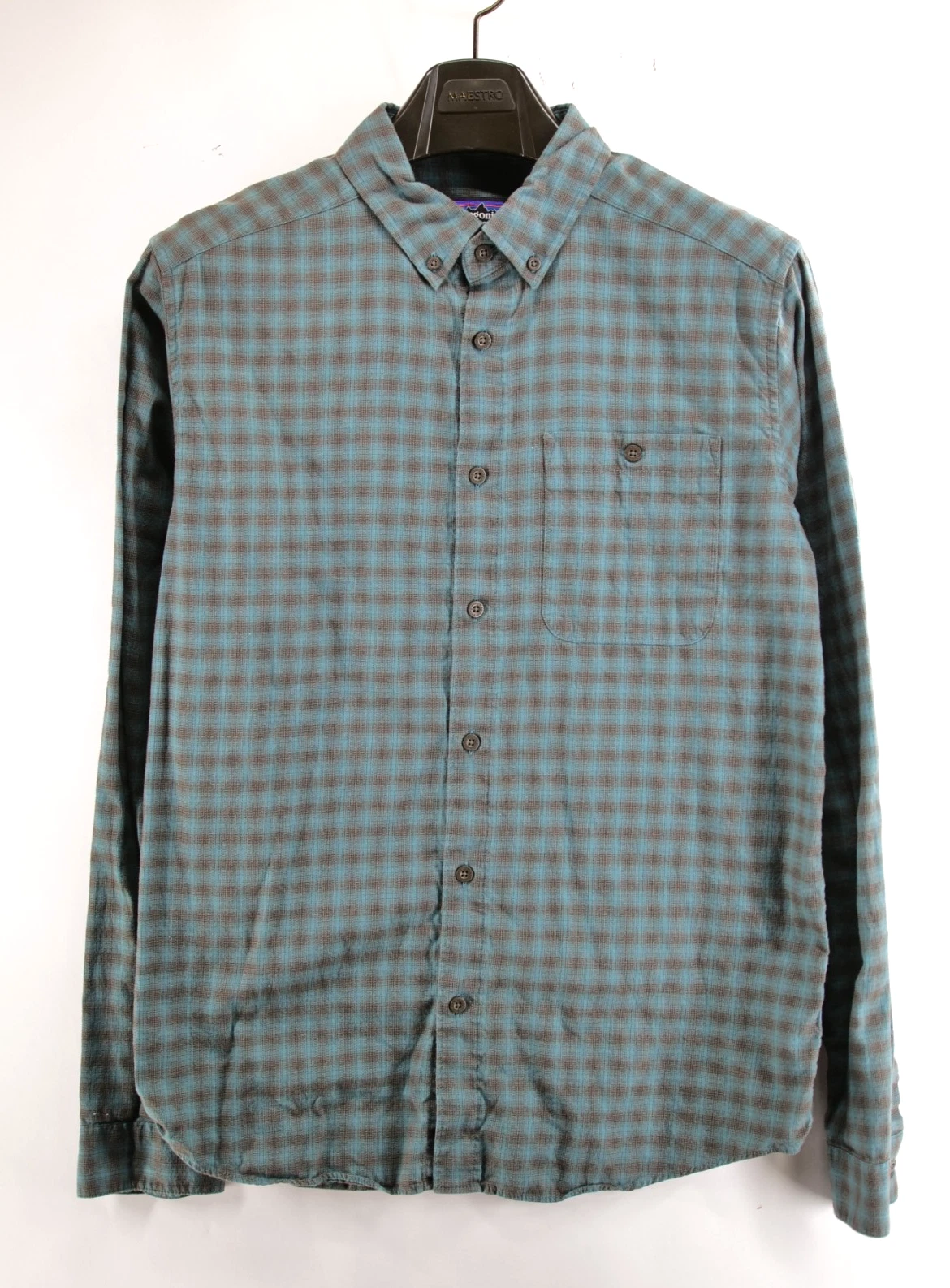 Patagonia Long Sleeved Shirt Blue Plaid Mens Small Organic Cotton