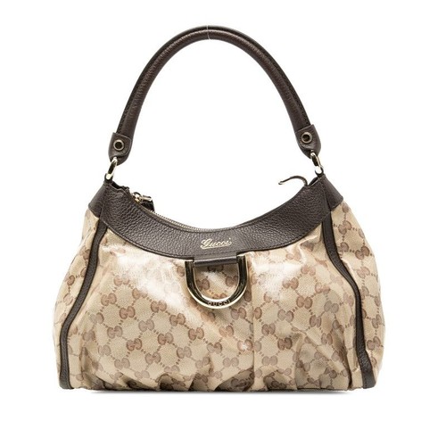 GUCCI Abby Hand Bag Vintage GG Shoulder Hand bag Beige Brown PVC Leather Women