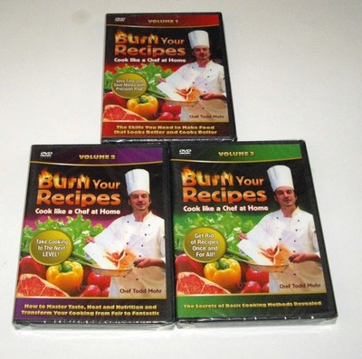 NEW SEALED Chef Todd Mohr Burn Your Recipes DVD Lot Volume 1 2 3 Cooking Films