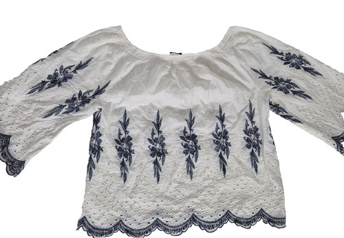 Vivid Importers of NY Blouse Womens M White Eyelet Embroidered Off Shoulder Boho