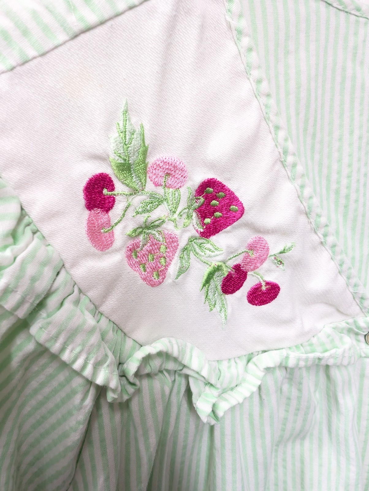 Simply Basic Nightgown Strawberry Embroidered Gra… - image 3