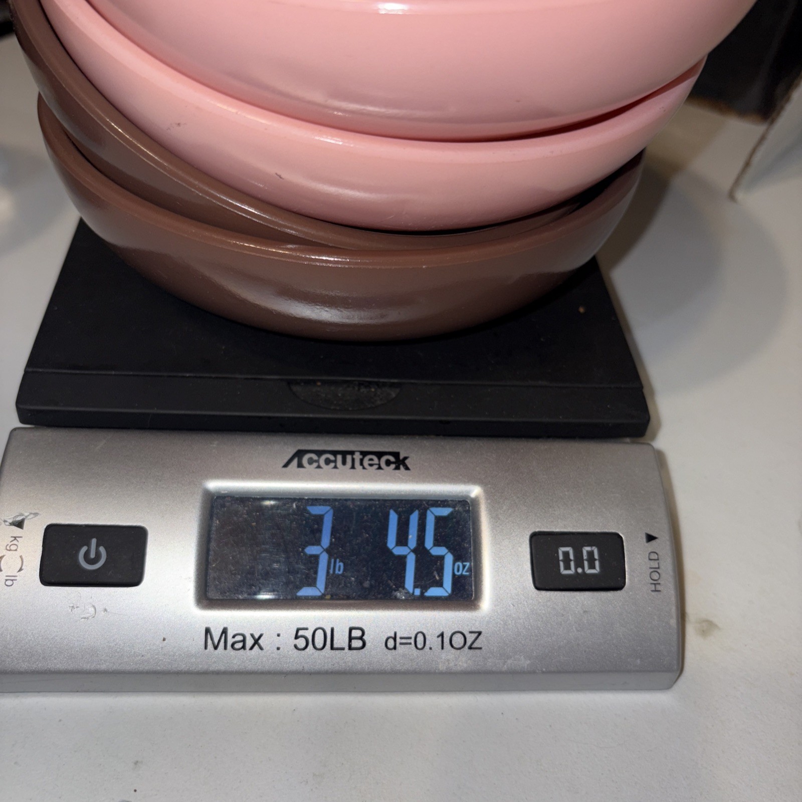 Vintage Hazel Atlas “It’s a Dilly” Pink & Brown Platonite Bowls Lot Of 4