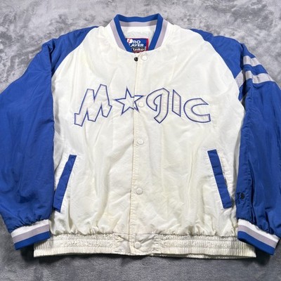 Vintage Orlando Magic Bomber Jacket Mens XL White Blue Pro Player Basketball NBA