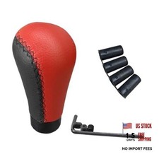 Universal Leather Car Gear Shift Knob Manual Transmission Shifter Blackred