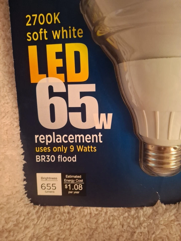 Cree 65W DAYLIGHT 5000K BR30 Dimmable LED Flood Light 86% ENERGY BIG SAVING 2pk - Image 3 of 3