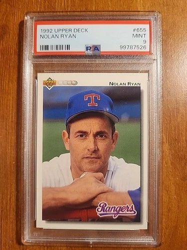 1992 UPPER DECK NOLAN RYAN #655 TEXAS RANGERS HOF THE RYAN EXPRESS PSA 9 MINT