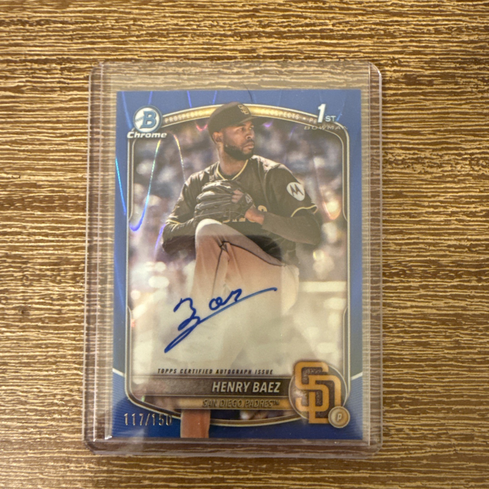 2025 Bowman Chrome 1st Henry Baez Auto Blue  RayWave /150 SD Padres #CPA-HBA