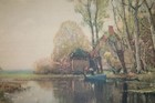 Antique Wall Art Print Landscape River 26" x 20" — photo 7