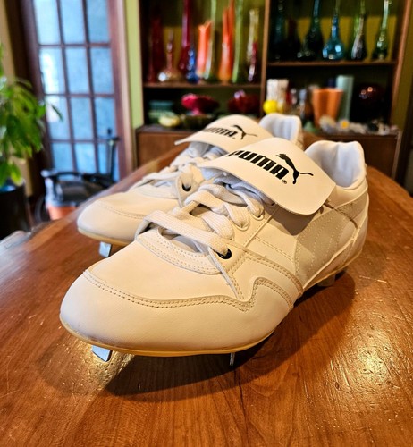 Vintage Puma Base Cat Men's MLB Metal Cleats Size 8.5 NOS 1980s Deadstock White - Picture 12 of 15