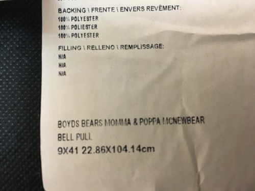 Boyds Bears Hogar Dulce Hogar Tapiz Bellpull Colgante de Pared-NUEVO CON ETIQUETAS-Hecho en EE. UU.-Prístino - Imagen 10 de 10