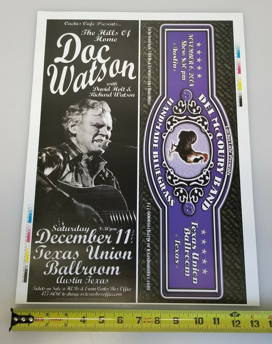 Doc Watson Del McCoury Band 2004 Texas Uncut Concert Poster 13.5