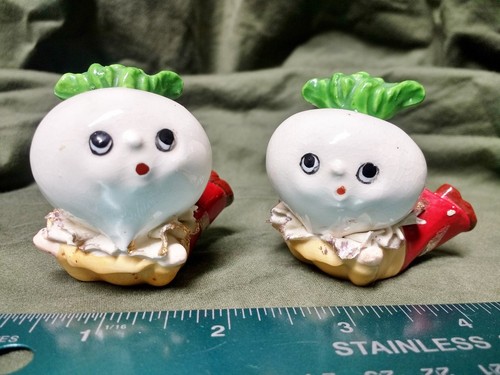 adorable turnip head babies salt & pepper shakers japan vintage