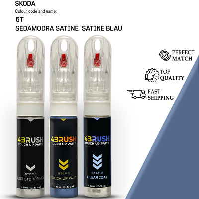 for SKODA 5T SEDAMODRA SATINE/SATINE BLAU Touch Up Paint Scratch Repair Kit Set 