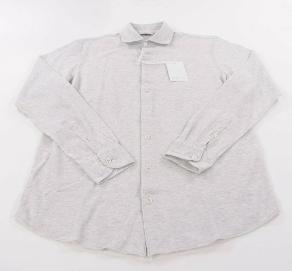 Camisa deportiva Gran Sasso nueva con etiquetas con botones delanteros talla 48 S en algodón tejido gris liso  Foto 4 de 4