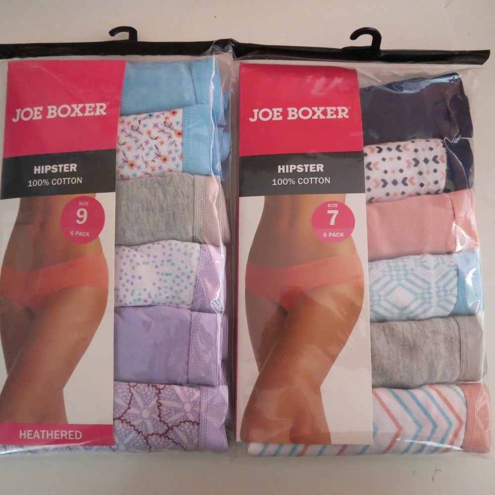 Joe Boxer Women's 100% Cotton Hipster Brief Panties 6-Pack Choice Size & Color