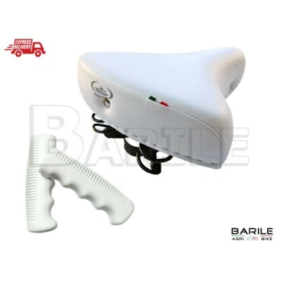 Sella MONTEGRAPPA 07F Bici Graziella - Olanda - City Bike + Manopole Bianco