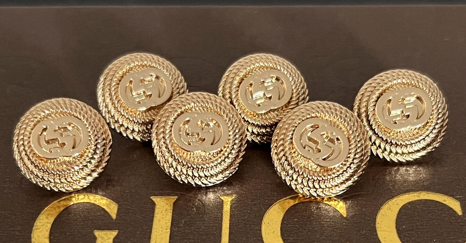 Ø 15 mm Set 6 Ersatzknöpfe Metall Knöpfe GG GUCCI Knopf Logo Gold Farbe - Bild 3 von 4