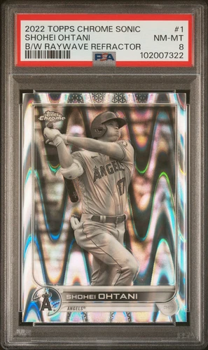 2022 Topps Chrome Sonic #1 Shohei Ohtani B/W Raywave Refractor PSA 8