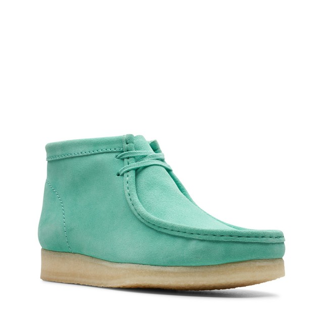 clarks wallabee green suede