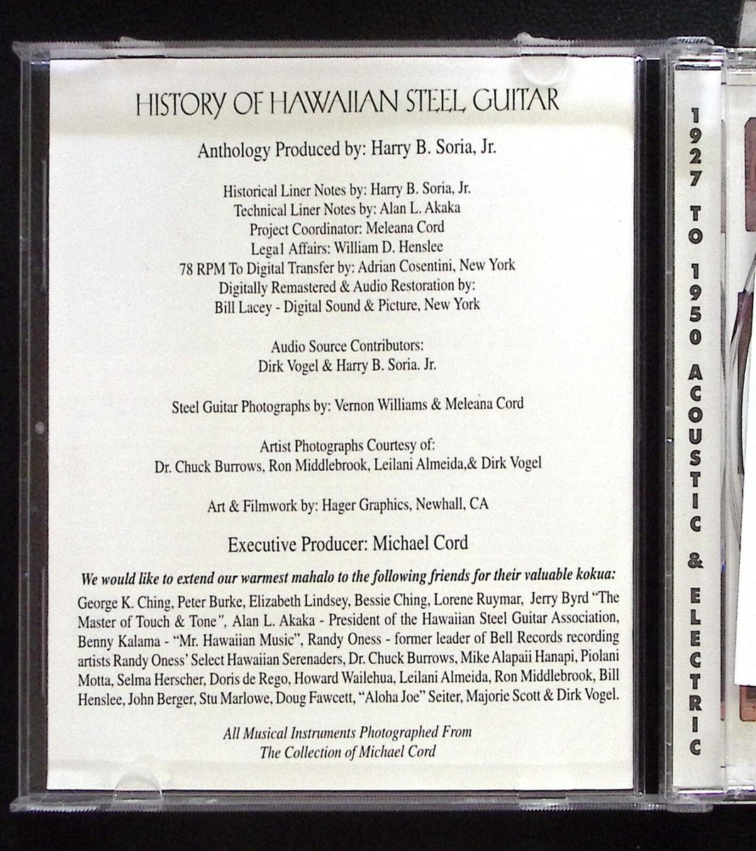 HISTORY OF HAWAIIAN STEEL GUITAR 1927 TO 1950 ACOUSTIC HISTORY OF HAWAIIAN STEEL GUITAR 1927 TO 1950 ACOUSTIC