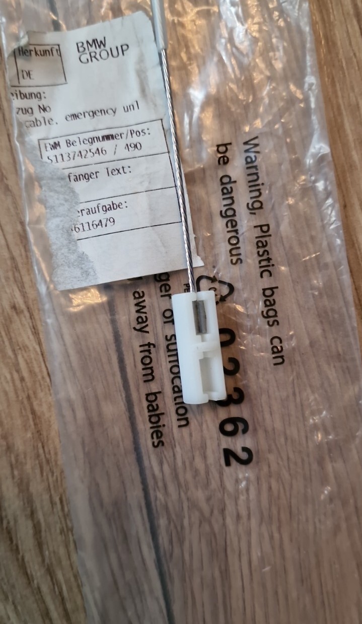 Genuine BMW E60 M5 Sedan Bowden Cable Emergency Unlocking 